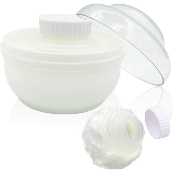 Storage Body Powder Container, Large 3.5" Fluffy Body After-bath Powder Case, Body Villus Powder Puff Box, Makeup Cosmetic Talcum Powder Container with Hand Holder (Green/White /Pink)