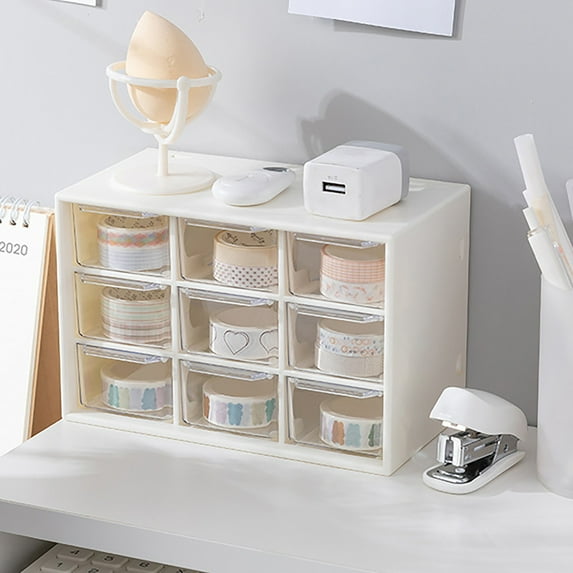 Storage Box*1 Dust Proof Jiugongge Small Drawer Jewelry Storage Box Dormitory Desktop Stationery Jewelry Hand Account Storage Home Textile Storage