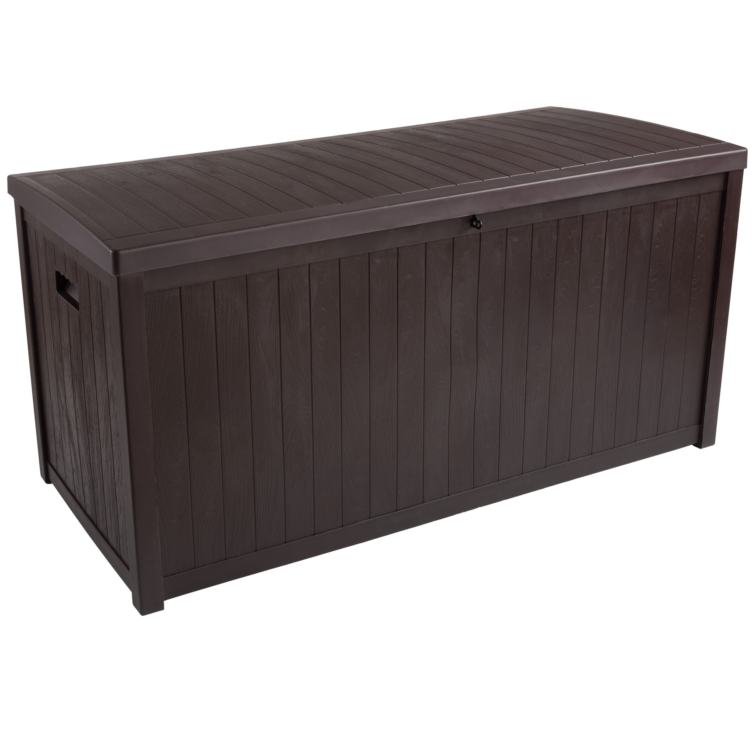 Brown Resin Lockable Outdoor Deck Storage Box, 113-Gallon