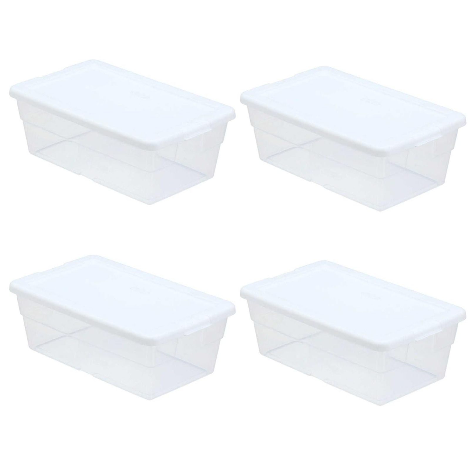 Storage Box 13.5" X 8.3" X 4.8", 6 Qt. Clear Pack of 4