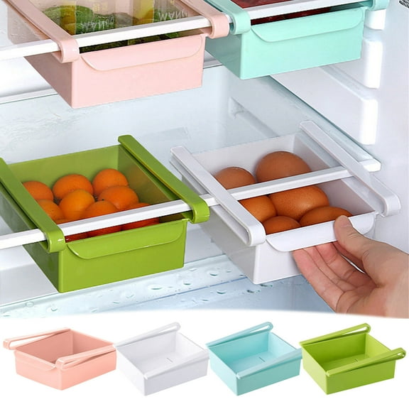 Storage Box 16.5x15.5x7cm Plastic Refrigerator Pull Out Storage Box Drawer with Drainage Holes(Blue,1Pcs) NCHKUN