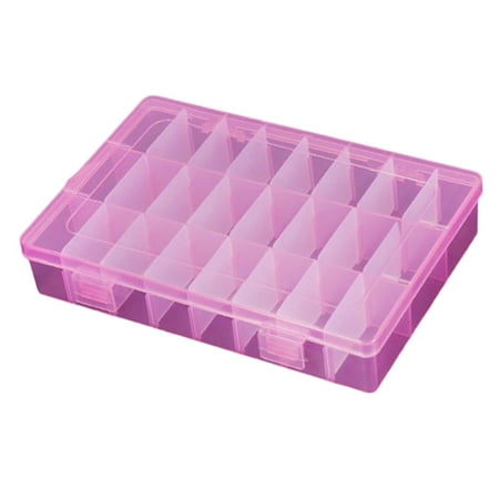 Storage Box, 24 Grid Diamond Sorting Box Compartments for Rhinestones, Jewelry, Nails Beads, Makeup - pink