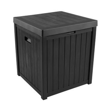 Storage Box - 50-Gallon Container for Patio Storage - Durable and Fade-Resistant Resin Deck Box - Outdoor Furniture by Pure Garden (Black)