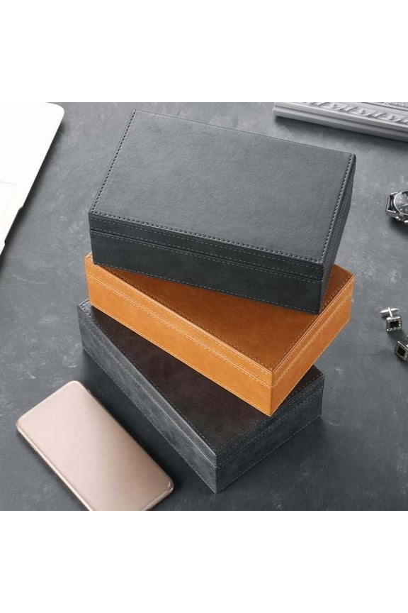 Storage Box Box for Car Keys Signal Blocking Box with Leather & Wood Design RFID Key Fob Protector for Keyless Entry Car Theft Prevention and Organized Storage,Dark Gray(1PCS) JASKFLY