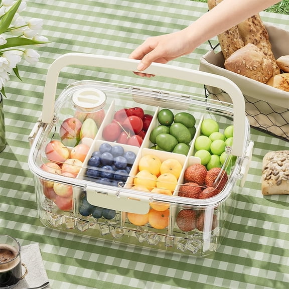 Storage Box Charcuterie Container with Dividers 8 Compartments,Snackle Boxes Food Storage, Bento Box Adult, Large Portable Divided Snackle Organizer with Lid & Handle, Stackable Food Containers