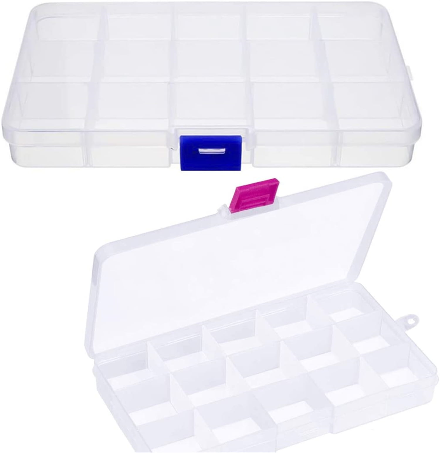 SIMARTZ Plastic Large Bead Organizer Box with Adjustable Dividers