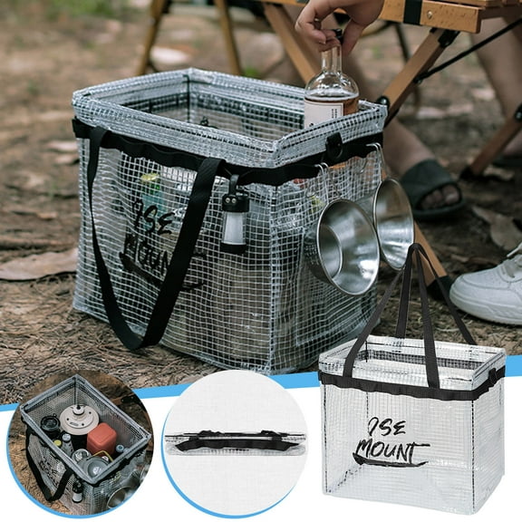 Storage Box, Foldable Organizer, Transparent Design Easy View, for Camping Gear and Household Items, General Use Container