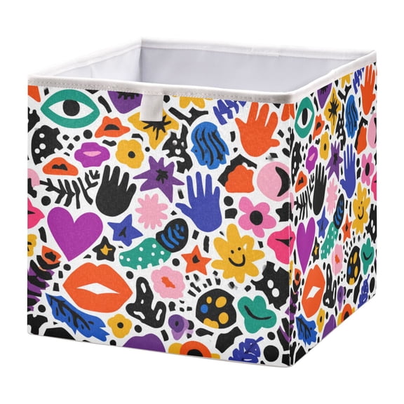 Storage Box Foldable Storable and Easy to Assemble 11.02x11.02x11.02 Inches Open Home Storage Bins Closet Storage Bins Abstract Pattern