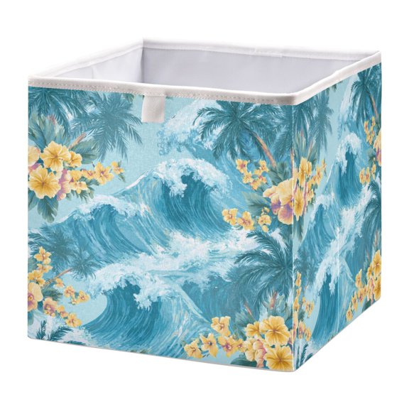 Storage Box Foldable Storable and Easy to Assemble 11.02x11.02x11.02 Inches Open Home Storage Bins Closet Storage Bins Artistic Waves