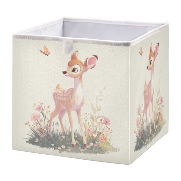 Storage Box Foldable Storable and Easy to Assemble 11.02x11.02x11.02 Inches Open Home Storage Bins Closet Storage Bins Beautiful Cute Little Deer