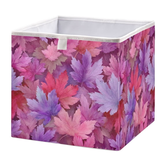 Storage Box Foldable Storable and Easy to Assemble 11.02x11.02x11.02 Inches Open Home Storage Bins Closet Storage Bins Beautiful Purple Maple Leaves