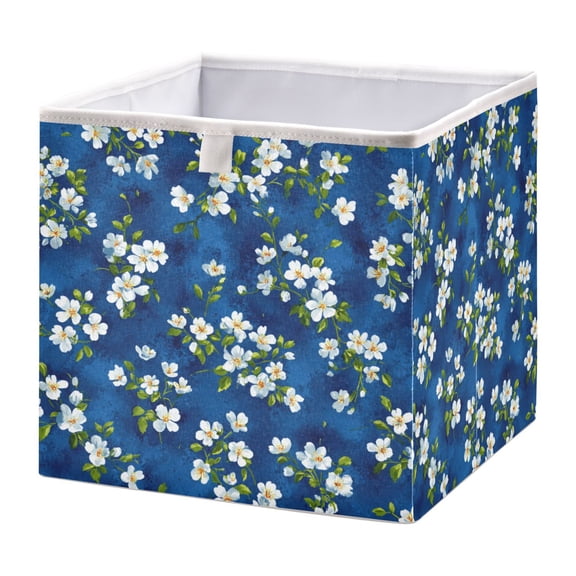 Storage Box Foldable Storable and Easy to Assemble 11.02x11.02x11.02 Inches Open Home Storage Bins Closet Storage Bins Deep Indigo Petal Whispers