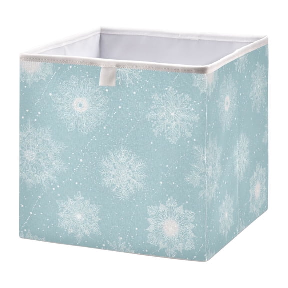 Storage Box Foldable Storable and Easy to Assemble 11.02x11.02x11.02 Inches Open Home Storage Bins Closet Storage Bins Delicate Snowflakes