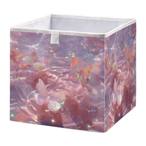 Storage Box Foldable Storable and Easy to Assemble 11.02x11.02x11.02 Inches Open Home Storage Bins Closet Storage Bins Dream Butterfly