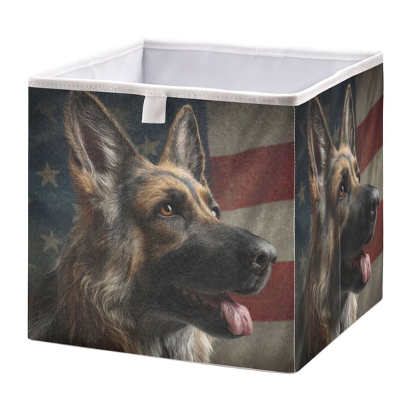 Storage Box Foldable Storable and Easy to Assemble 11.02x11.02x11.02 Inches Open Home Storage Bins Closet Storage Bins German Shepherd Photo