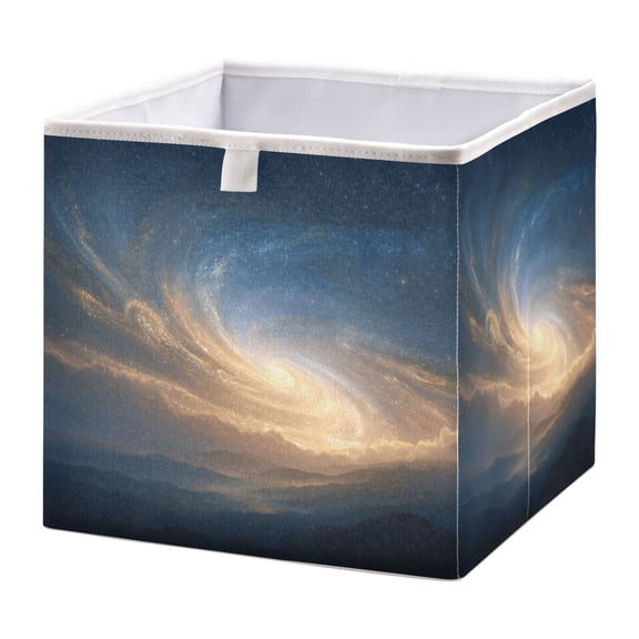 Storage Box Foldable Storable and Easy to Assemble 11.02x11.02x11.02 Inches Open Home Storage Bins Closet Storage Bins Golden Galaxy