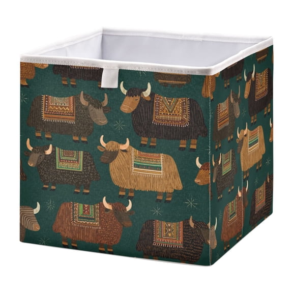 Storage Box Foldable Storable and Easy to Assemble 11.02x11.02x11.02 Inches Open Home Storage Bins Closet Storage Bins Grey Cattle