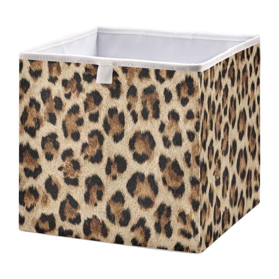 Storage Box Foldable Storable and Easy to Assemble 11.02x11.02x11.02 Inches Open Home Storage Bins Closet Storage Bins Leopard Pattern