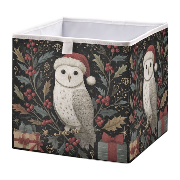 Storage Box Foldable Storable and Easy to Assemble 11.02x11.02x11.02 Inches Open Home Storage Bins Closet Storage Bins Magical Christmas Cute Owl
