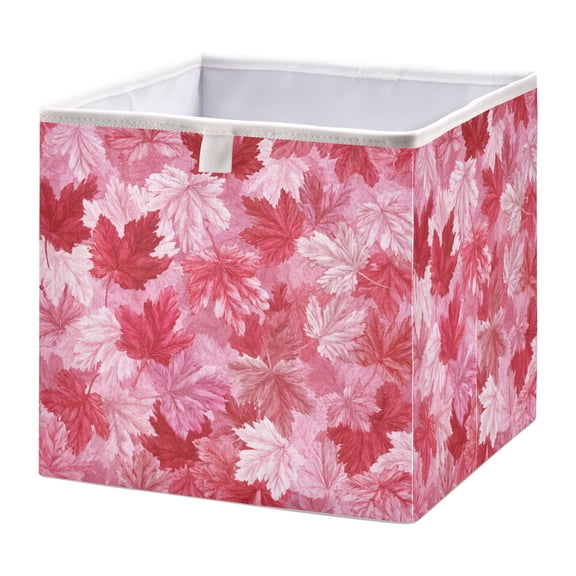 Storage Box Foldable Storable and Easy to Assemble 11.02x11.02x11.02 Inches Open Home Storage Bins Closet Storage Bins Maple Leaf