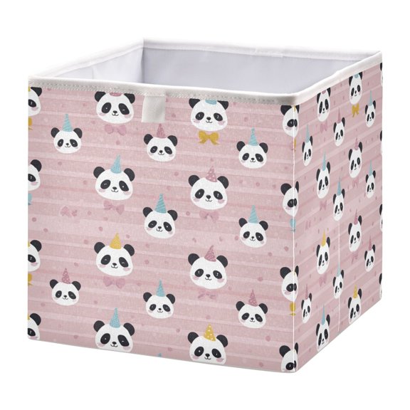Storage Box Foldable Storable and Easy to Assemble 11.02x11.02x11.02 Inches Open Home Storage Bins Closet Storage Bins Panda Pattern Beautiful