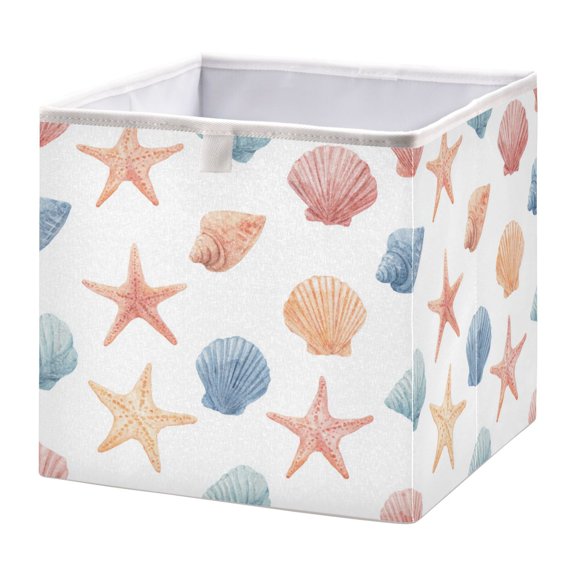 Storage Box Foldable Storable and Easy to Assemble 11.02x11.02x11.02 Inches Open Home Storage Bins Closet Storage Bins Seamless Shell Flower Art