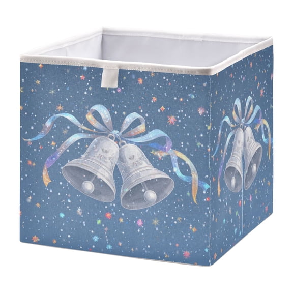 Storage Box Foldable Storable and Easy to Assemble 11.02x11.02x11.02 Inches Open Home Storage Bins Closet Storage Bins Silver Bell