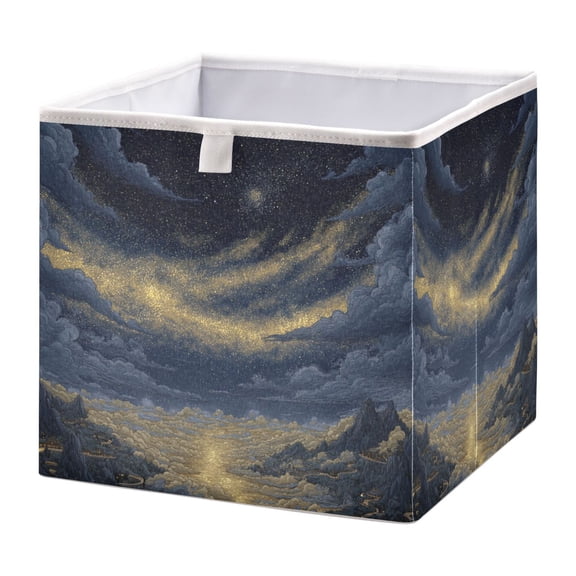 Storage Box Foldable Storable and Easy to Assemble 11.02x11.02x11.02 Inches Open Home Storage Bins Closet Storage Bins Star Night