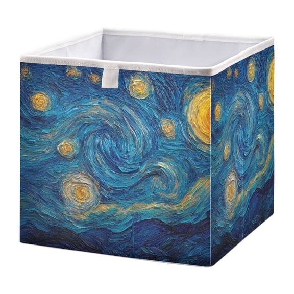 Storage Box Foldable Storable and Easy to Assemble 11.02x11.02x11.02 Inches Open Home Storage Bins Closet Storage Bins Starry Night Beautiful