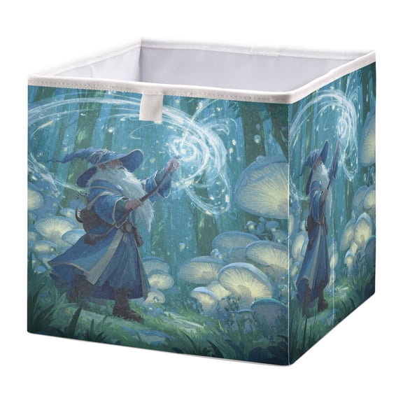 Storage Box Foldable Storable and Easy to Assemble 11.02x11.02x11.02 Inches Open Home Storage Bins Closet Storage Bins Wizard Casting Forest Magic