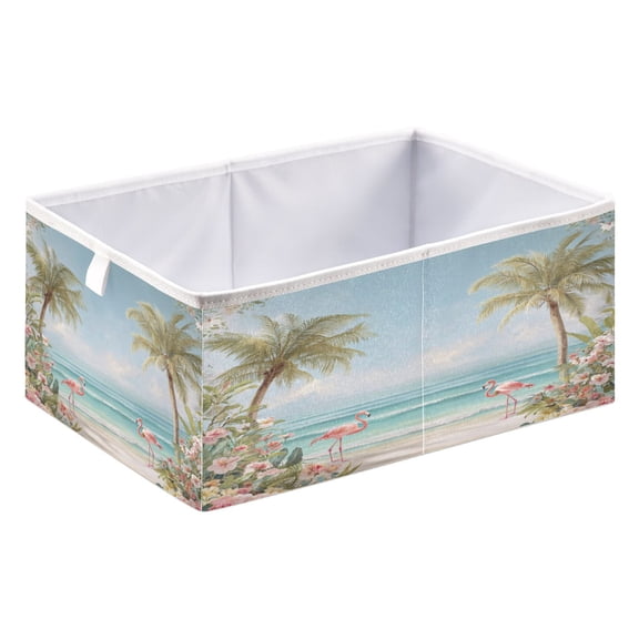 Storage Box Foldable Storable and Easy to Assemble 15.75x10.63x6.96 Inches Open Home Storage Bins Closet Storage Bins 3d Wall Palm Trees
