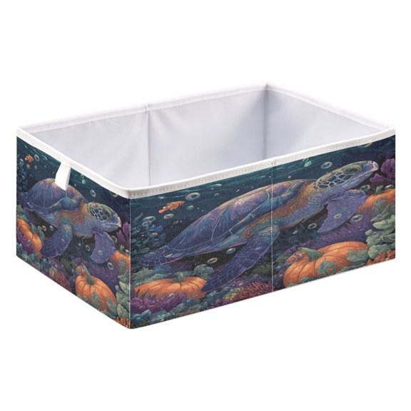 Storage Box Foldable Storable and Easy to Assemble 15.75x10.63x6.96 Inches Open Home Storage Bins Closet Storage Bins A Colorful Sea Turtle
