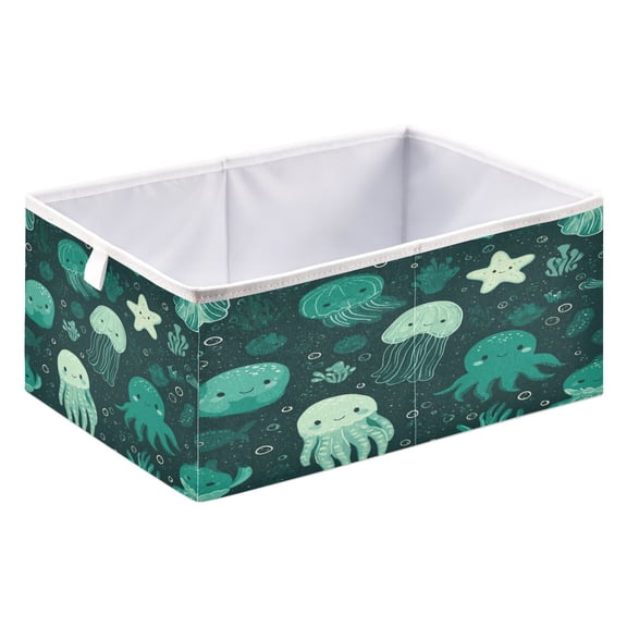 Storage Box Foldable Storable and Easy to Assemble 15.75x10.63x6.96 Inches Open Home Storage Bins Closet Storage Bins Adorable Ocean Octopus