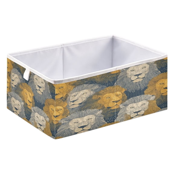 Storage Box Foldable Storable and Easy to Assemble 15.75x10.63x6.96 Inches Open Home Storage Bins Closet Storage Bins Beautiful Yellow Lion