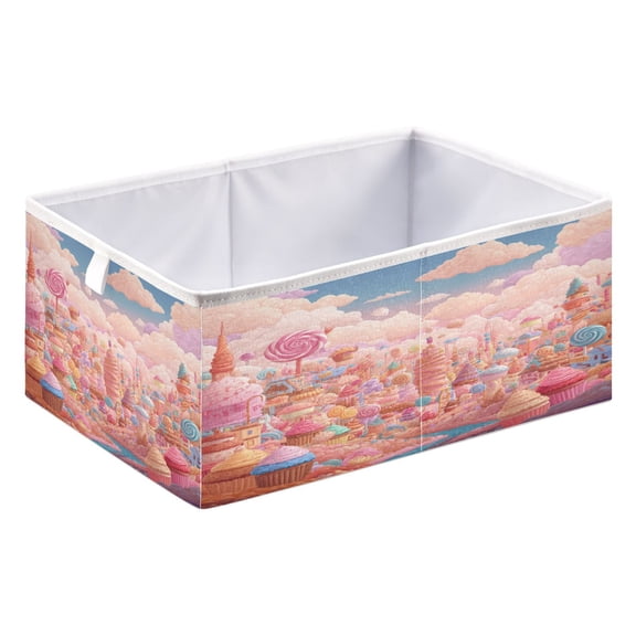 Storage Box Foldable Storable and Easy to Assemble 15.75x10.63x6.96 Inches Open Home Storage Bins Closet Storage Bins Candy Land Tower Sweets