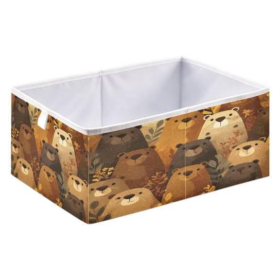 Storage Box Foldable Storable and Easy to Assemble 15.75x10.63x6.96 Inches Open Home Storage Bins Closet Storage Bins Cartoon Beaver Group