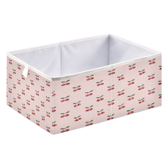 Storage Box Foldable Storable and Easy to Assemble 15.75x10.63x6.96 Inches Open Home Storage Bins Closet Storage Bins Cartoon Cherry Pattern