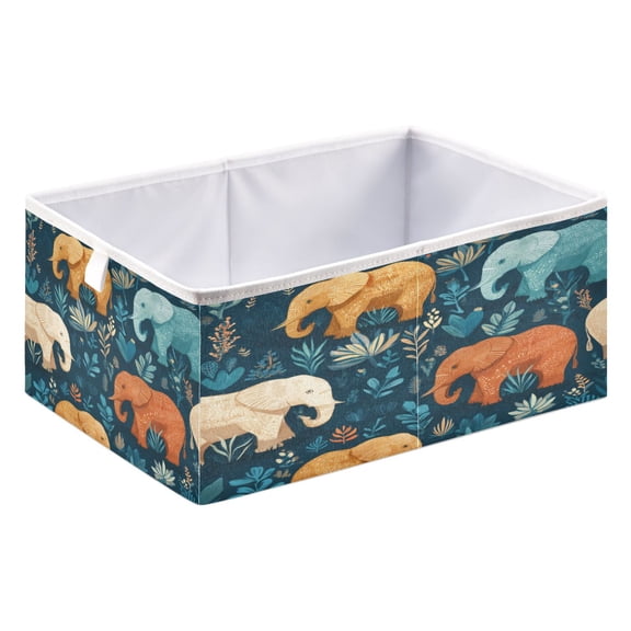 Storage Box Foldable Storable and Easy to Assemble 15.75x10.63x6.96 Inches Open Home Storage Bins Closet Storage Bins Cartoon Elephant Seamless