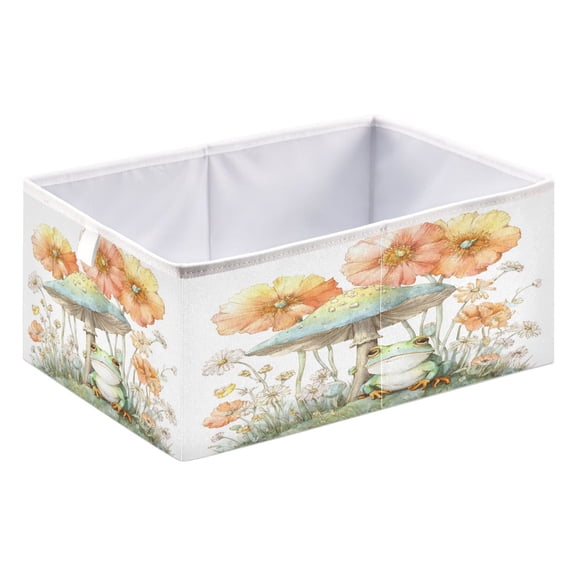 Storage Box Foldable Storable and Easy to Assemble 15.75x10.63x6.96 Inches Open Home Storage Bins Closet Storage Bins Cartoon Frog