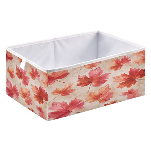 Storage Box Foldable Storable and Easy to Assemble 15.75x10.63x6.96 Inches Open Home Storage Bins Closet Storage Bins Cartoon Red Maple Leaf