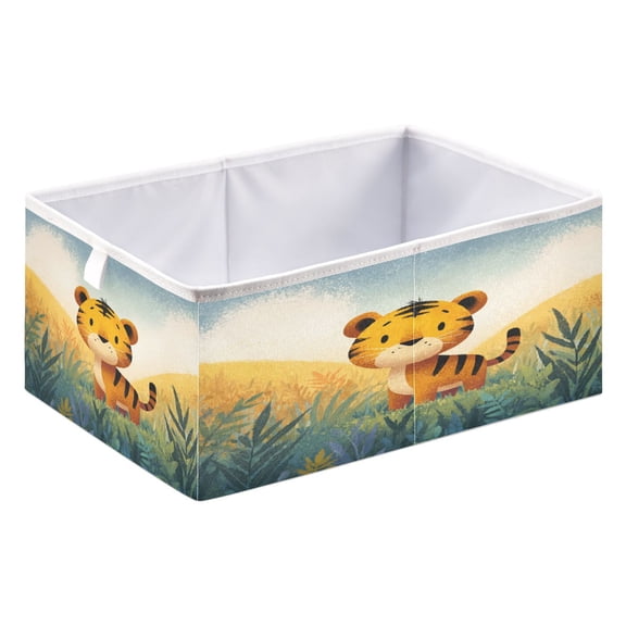 Storage Box Foldable Storable and Easy to Assemble 15.75x10.63x6.96 Inches Open Home Storage Bins Closet Storage Bins Cartoon Tiger Beautiful