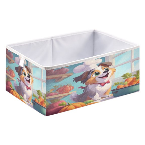 Storage Box Foldable Storable and Easy to Assemble 15.75x10.63x6.96 Inches Open Home Storage Bins Closet Storage Bins Chef Dog