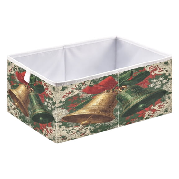 Storage Box Foldable Storable and Easy to Assemble 15.75x10.63x6.96 Inches Open Home Storage Bins Closet Storage Bins Christmas Bells