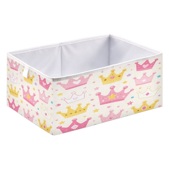 Storage Box Foldable Storable and Easy to Assemble 15.75x10.63x6.96 Inches Open Home Storage Bins Closet Storage Bins Crown Pink Princess