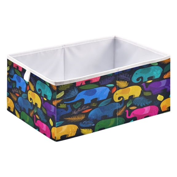 Storage Box Foldable Storable and Easy to Assemble 15.75x10.63x6.96 Inches Open Home Storage Bins Closet Storage Bins Cute Colorful Elephant