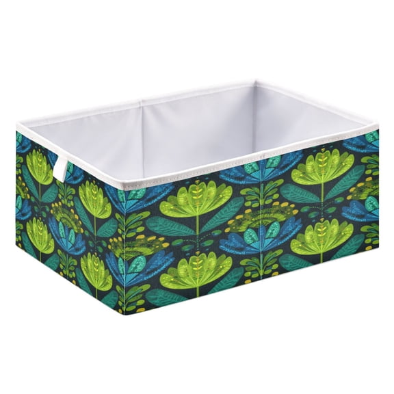Storage Box Foldable Storable and Easy to Assemble 15.75x10.63x6.96 Inches Open Home Storage Bins Closet Storage Bins Emerald Tulip Bold Pattern