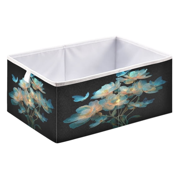 Storage Box Foldable Storable and Easy to Assemble 15.75x10.63x6.96 Inches Open Home Storage Bins Closet Storage Bins Flowers