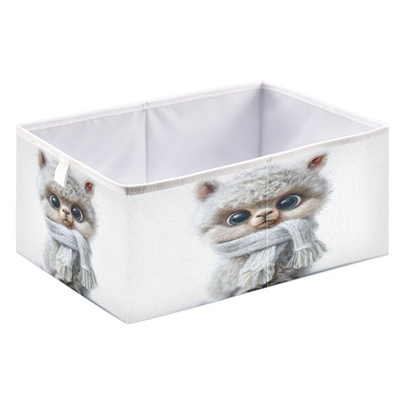Storage Box Foldable Storable and Easy to Assemble 15.75x10.63x6.96 Inches Open Home Storage Bins Closet Storage Bins Fuzzy Llama Image