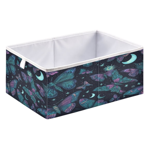 Storage Box Foldable Storable and Easy to Assemble 15.75x10.63x6.96 Inches Open Home Storage Bins Closet Storage Bins Green Butterfly