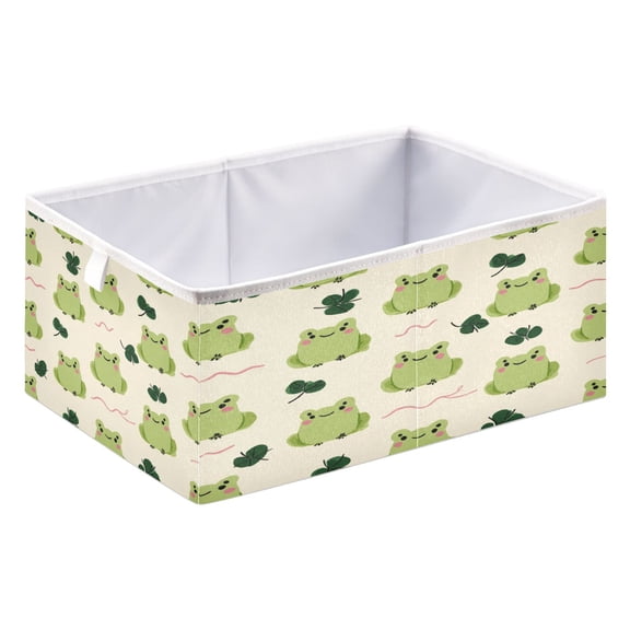 Storage Box Foldable Storable and Easy to Assemble 15.75x10.63x6.96 Inches Open Home Storage Bins Closet Storage Bins Green Frog Pattern